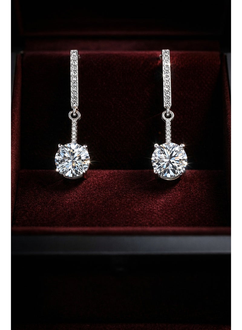 ثري دايموندز حلق حريمي متدلّي مطلي بلاتين وروديوم بفصوص زركون لامعة، لا يغيّر اللون وتصميم أنيق - Image 2